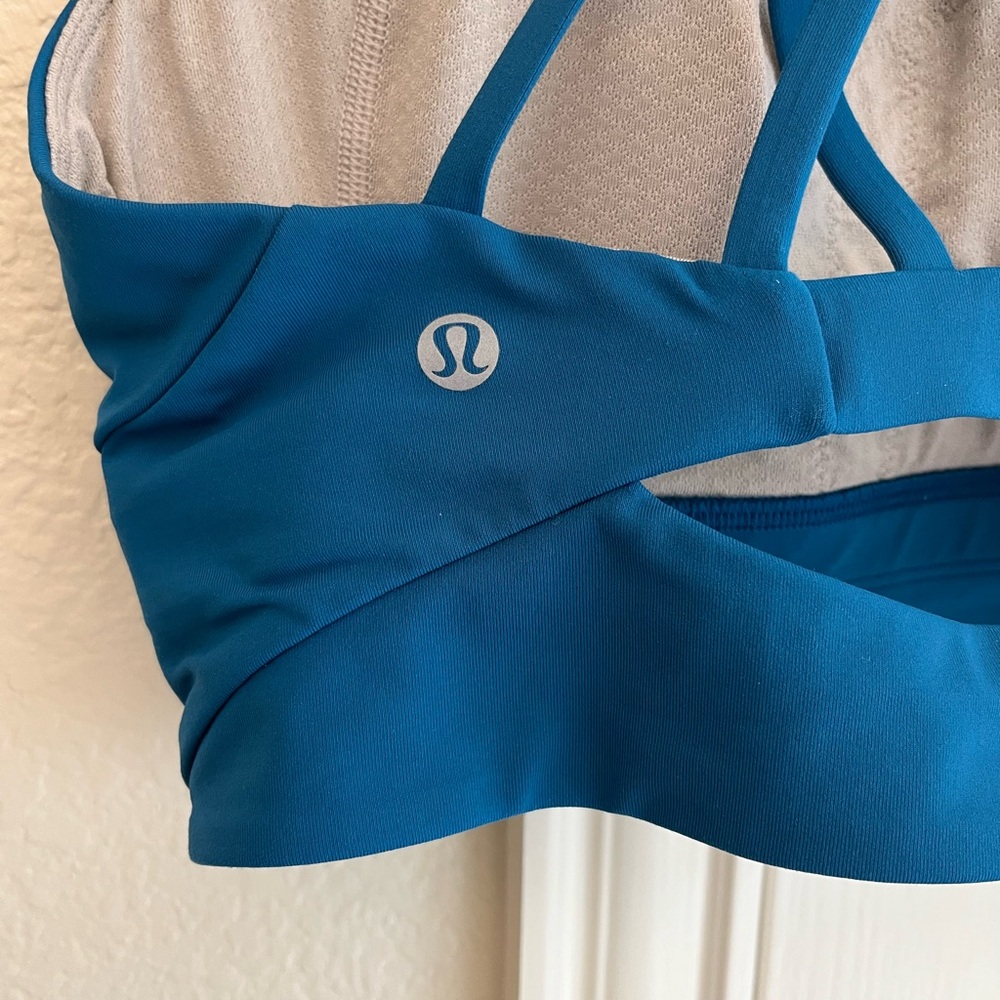Lululemon Free To Be Serene Bra High Neck Pacific Teal / Teal Blue - Picture 4 of 5